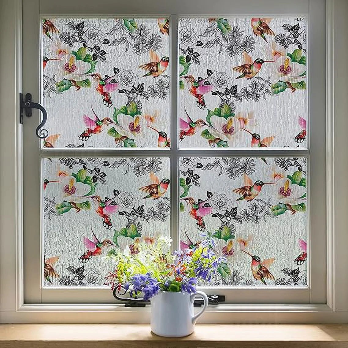 Bird Rain Glass Window Film, Window Privacy Film, Static Cling Window Decal