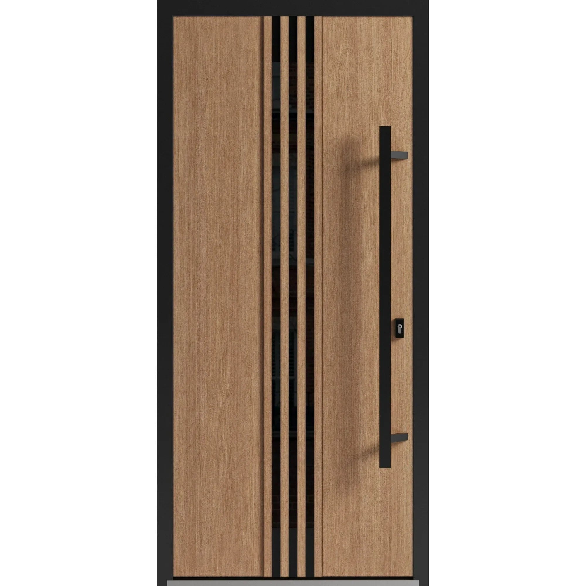 Front Exterior Prehung Steel Door / Ronex 1055 Teak / Entry Metal Modern Painted