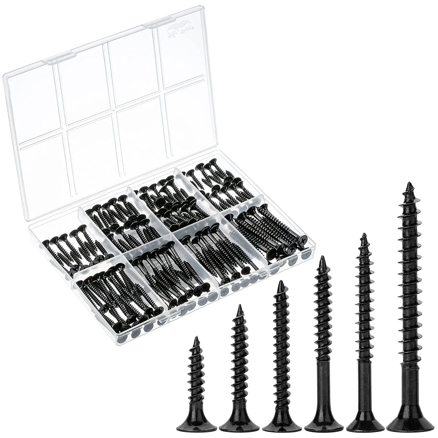 Mr. Pen- Wood Screws Assortment Kit, 152 pcs, Black Wood Screws Phillips Tips, Screw Set