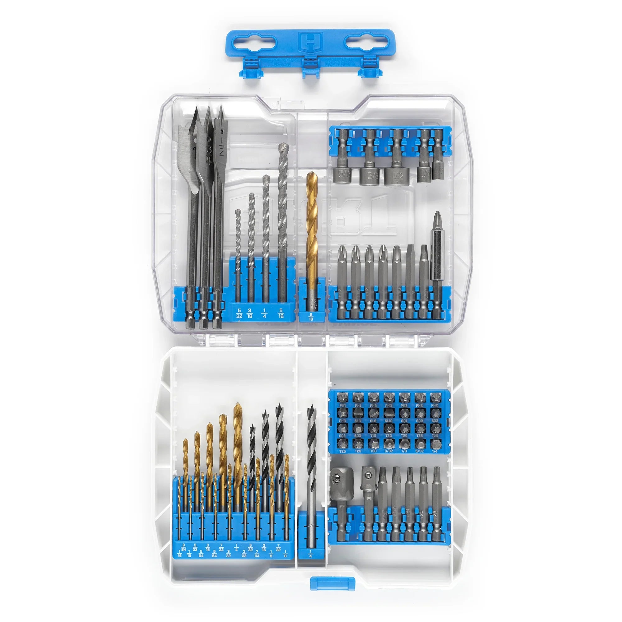 HART 75-Piece Assorted Metal/Wood Drill Bit and Drive Bit Set, Customizable Modular Storage Case